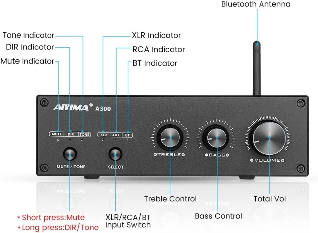 HOOCI Audio A300 TPA3255 Bluetooth 5.0 Amplifier 300Wx2 QCC3034 APTX Stereo Amp ES9023 Decoding XLR Balanced Home Theater DIY (Color : US 110V) image number 6
