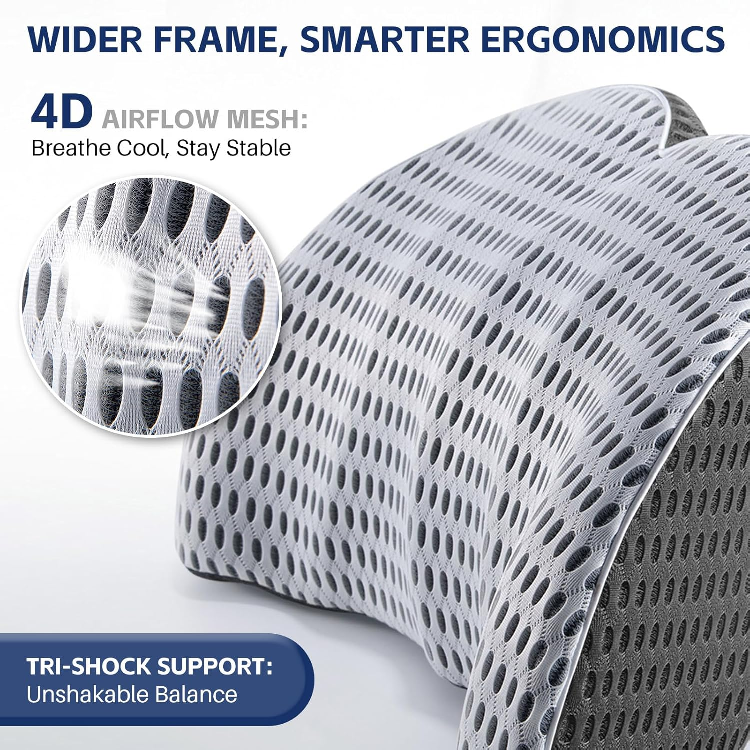 Vivva Memory Foam Lumbar Support with Neck Pillow for Office Chair Car Seat, Breathable Cover Back Support Pillow Back Rest Cushion Office Chair Back Support(Light Grey)