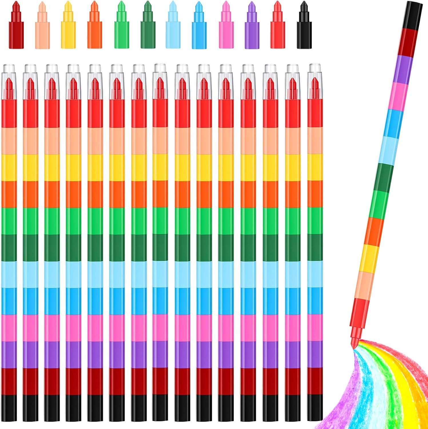 15 Pcs Stackable Crayons, Mini Crayon Packs, Colored Pencils for Kids, Rainbow Markers Pen, Stacking Crayons for Drawing Coloring, Party Favors Gifts School Office Supplies, 12 Colors image number 4