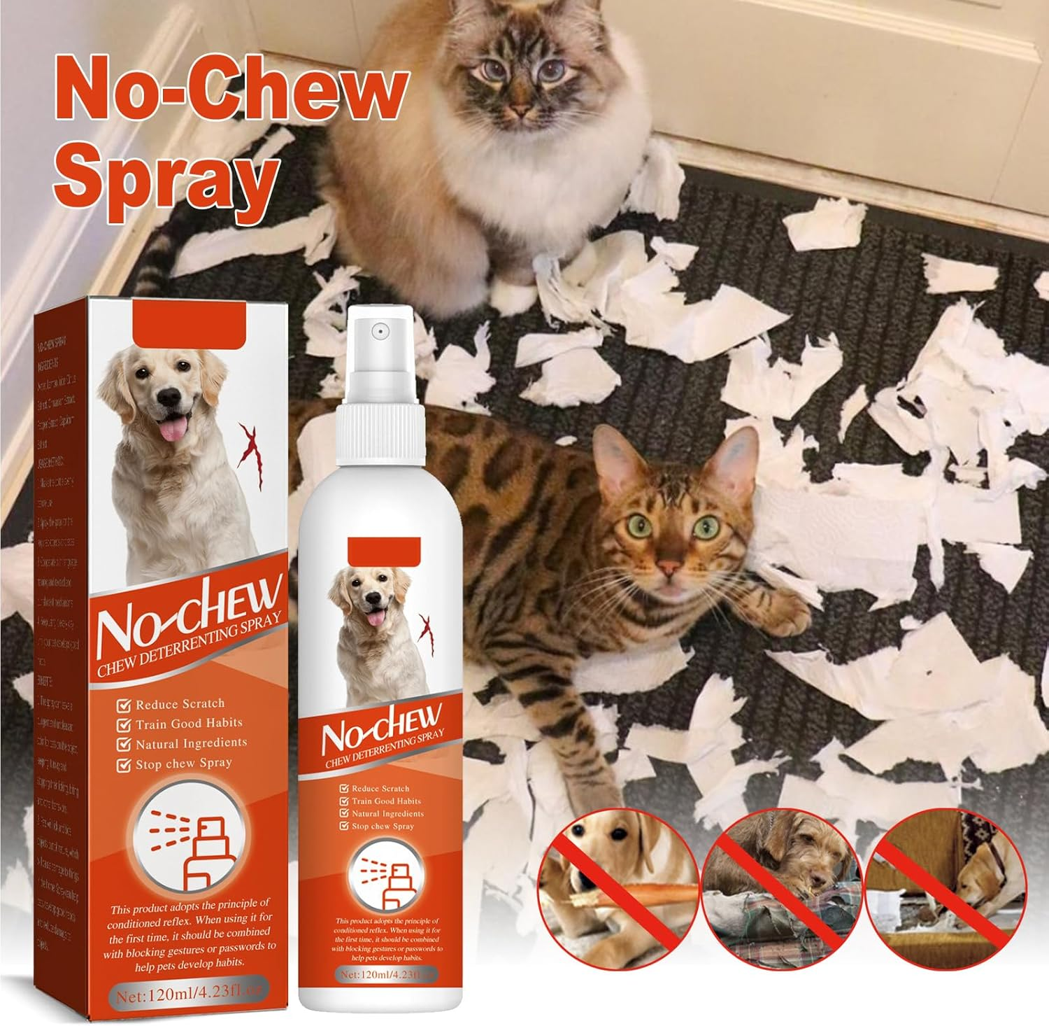 Anti Chew Spray for Dogs and Cats, anti Chew Spray for Cats, Effective Anti-Scratch Spray for Cats and Dogs, Chew Stop for Pets, Effective Chewing Stop for Furniture, Bitter Spray for Dogs and Cats, 1 image number 3