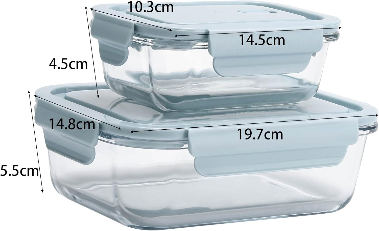 10 Pieces Glass Meal Prep Containers, Food Storage Containers with Lids Airtight, Glass Lunch Boxes, Microwave, Oven, Freezer and Dishwasher Safe 1040Ml and 410Ml image number 3