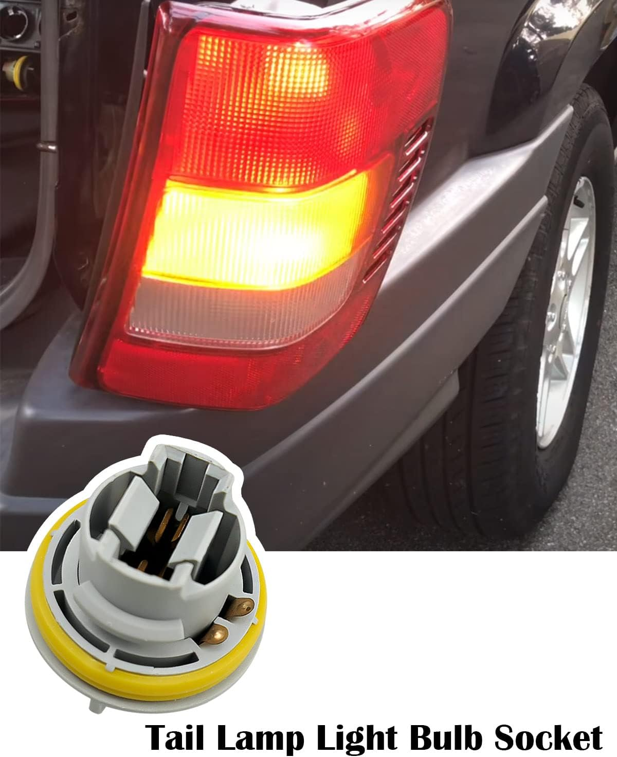 GUZIKO Tail Light Socket Fit for Dodge Grand Caravan Jeep Grand Cherokee Chrysler Town & Country Plymouth Grand Voyager Replace 4676589 923-034, 3 Pack Rear Tail Light Bulb Socket