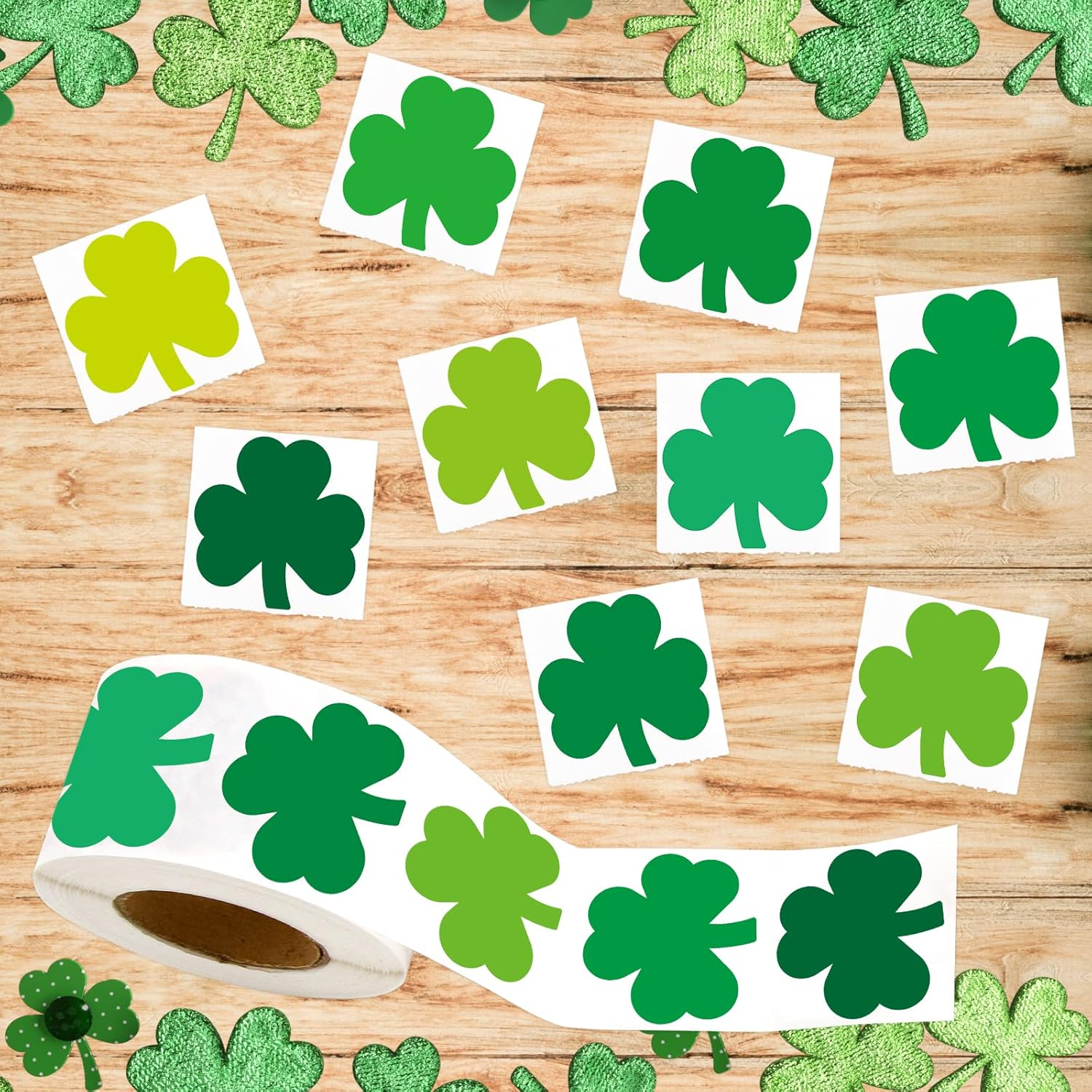 Shamrock Stickers St. Patrick'S Day Sticker Roll for Kids Party Decorations 500Pcs image number 2