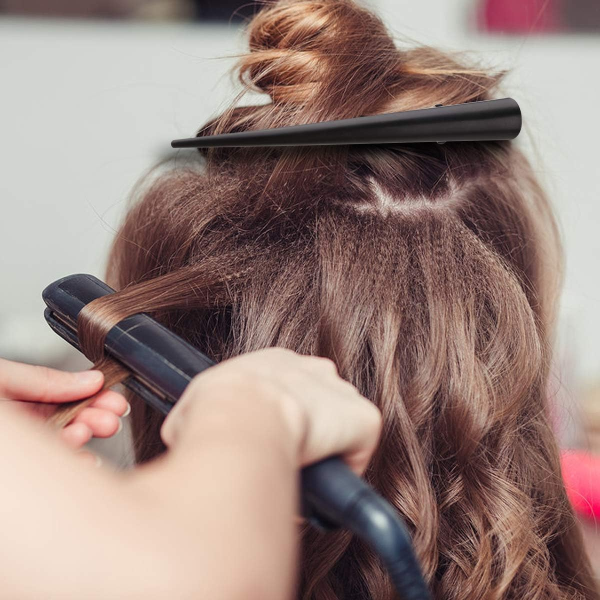 6Pcs Duckbill Hair Clips with Teeth - Non-Slip Alligator Hair Barrettes - Metal Alligator Clips for Hair Styling - Sectioning Clips Duckbill Hair Clips,Durable Alligator Hair Clip (Black)