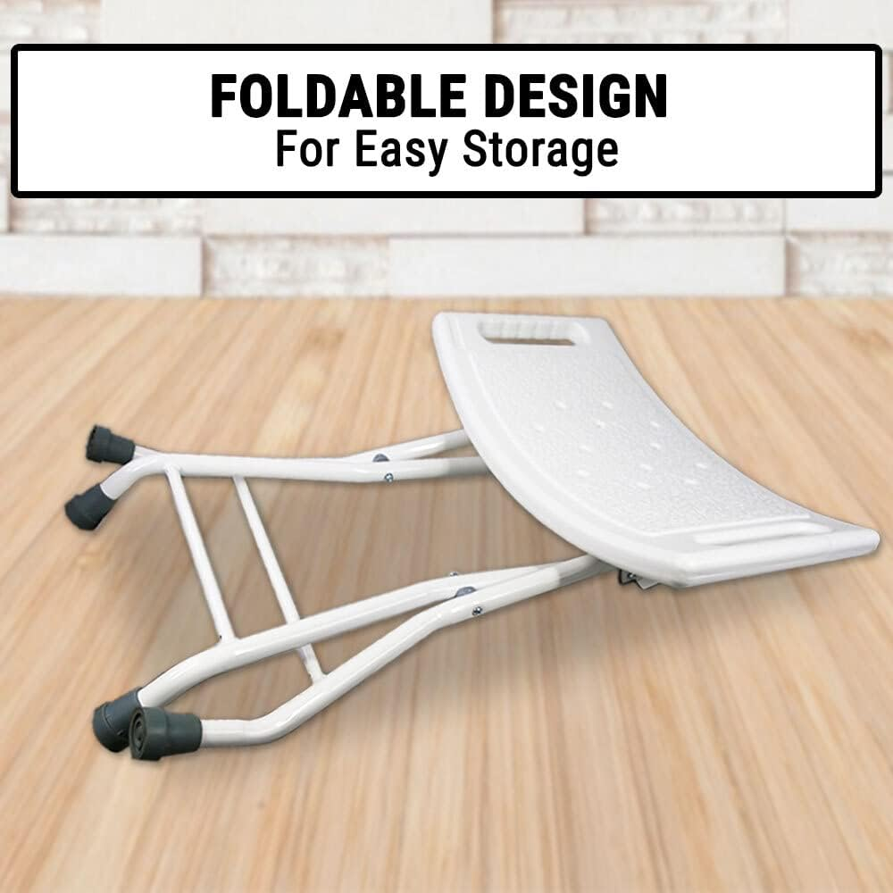 Foldable Steel Shower Chair W/Handle Stool Seat Bench Safety Aid Elderly