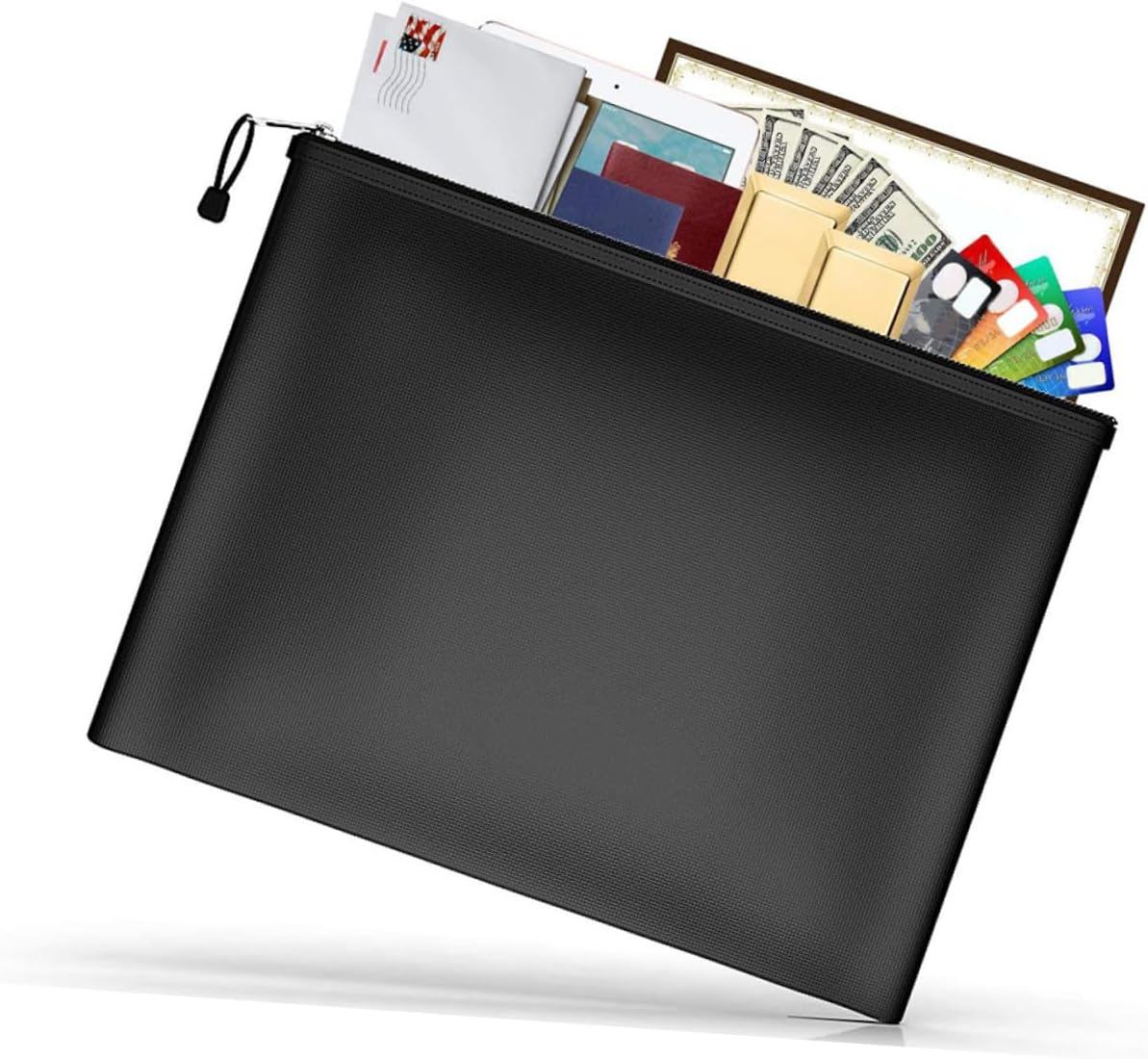 OSALADI Fireproof Money Bag Waterproof Document Holder with Zipper for Safe Storage of Important Documents, Cash, and Valuables image number 3