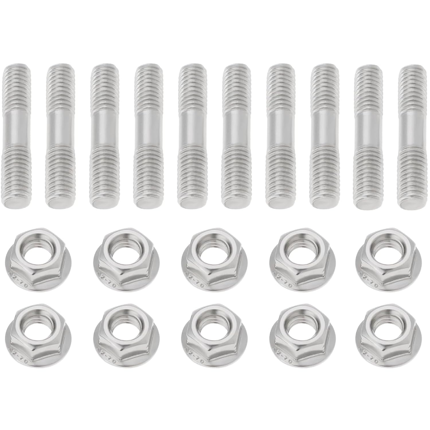 Exhaust Manifold Stud Kit - 10 Sets M8X1.25 Double Ended 42Mm Stainless Steel for Automotive Exhaust and Intake Systems image number 2