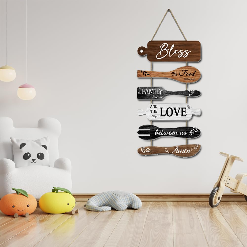 Rustic Wooden Kitchen Dining Plaque, Decorative Hanging Wall, Blessing Art Hanging for Various Wall Spaces (30 X 55 X 0.5CM) image number 3