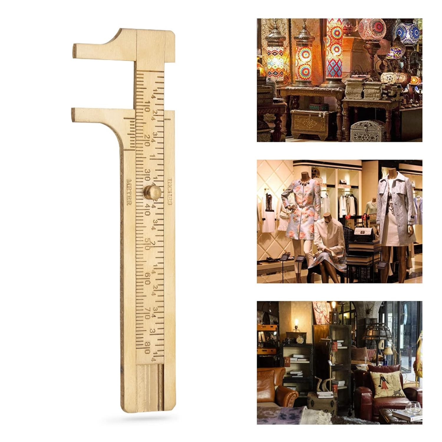 Brass Vernier Caliper, 1Pc Vintage Style Caliper Measuring Tool Double Scales Design Beautiful for Industry for Artisan for Carpentry Work (Double Scale 80Mm) image number 4