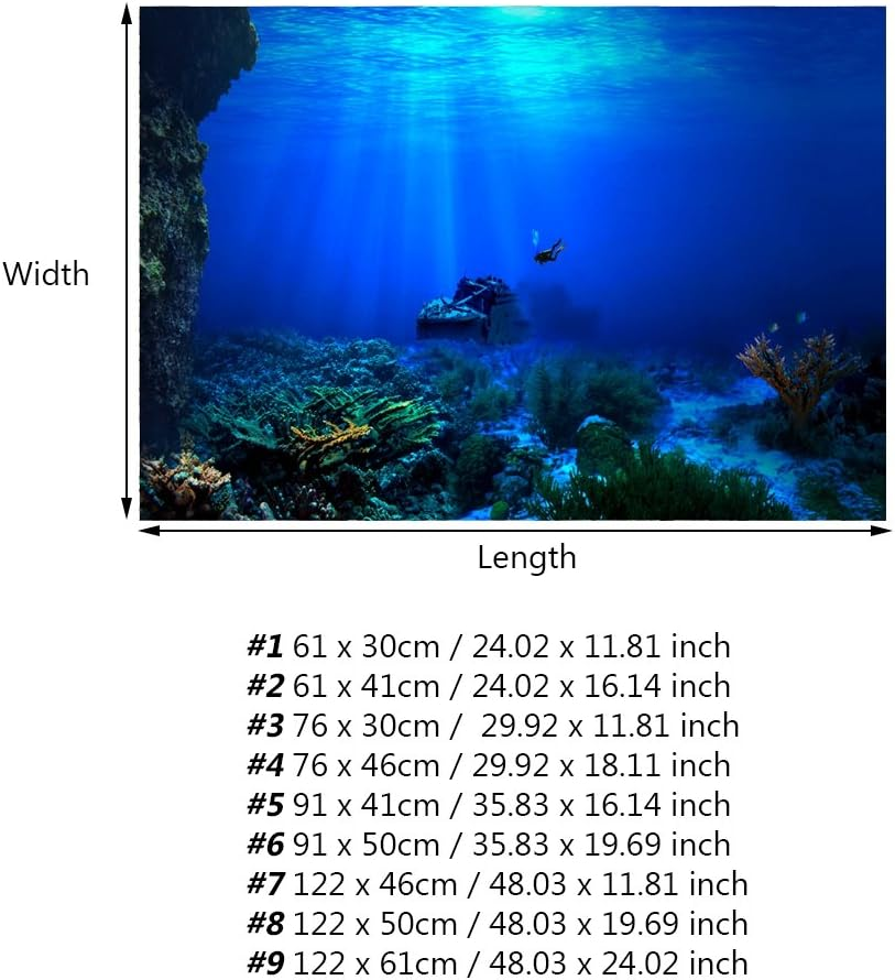 Aquarium Background HD Undersea Coral Reef Photo Wall Paper Aquarium Fish Sea Mural XXL Undersea Underwater World Wall Decoration (61 * 30Cm) image number 3