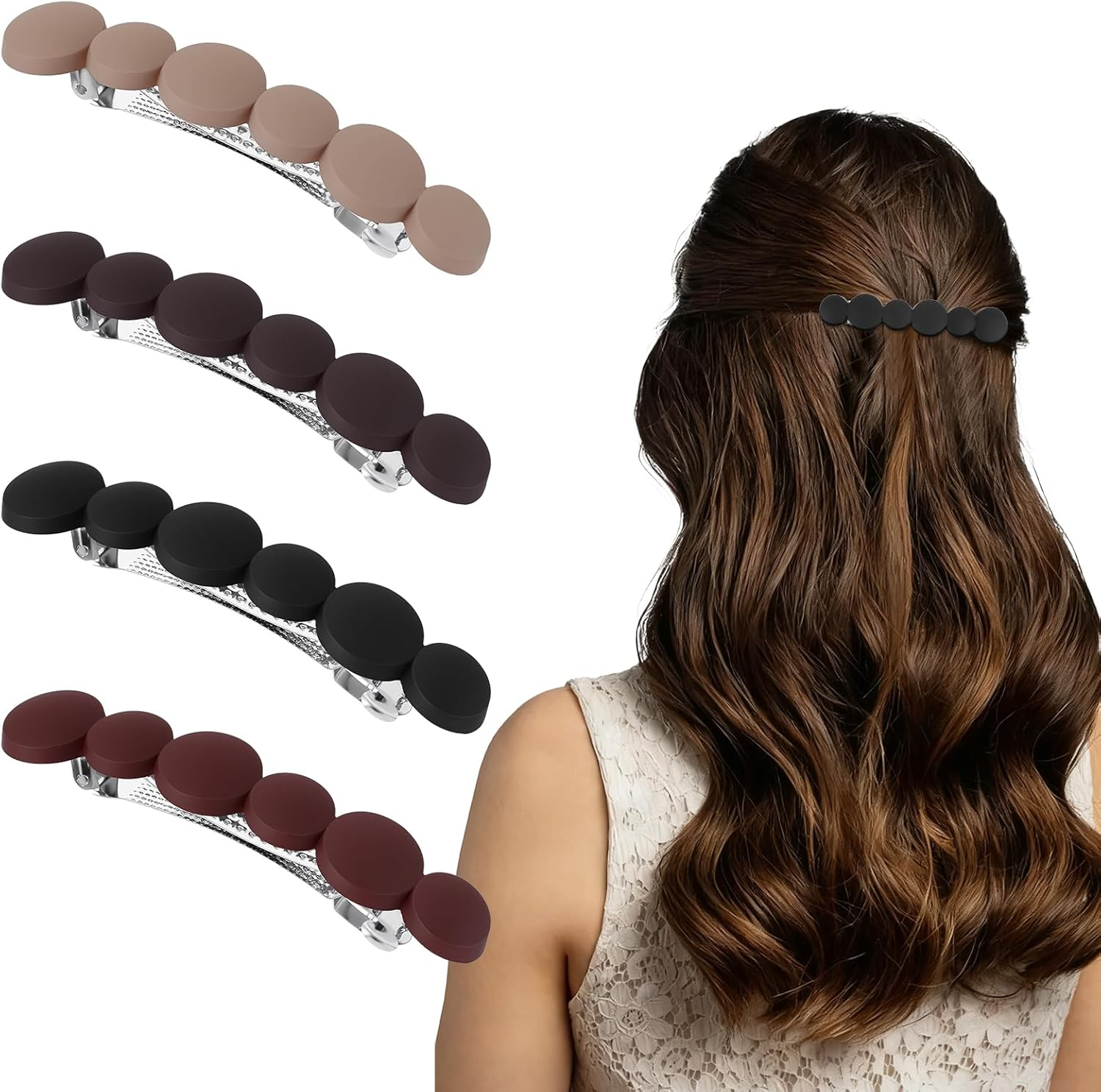 Mabor Pack of 4 French Hair Clips, Women'S Non-Slip Hair Clip, Fashionable Hair Clip, Automatic Hair Clips, Hair for Women with Thin and Thick Hair image number 5