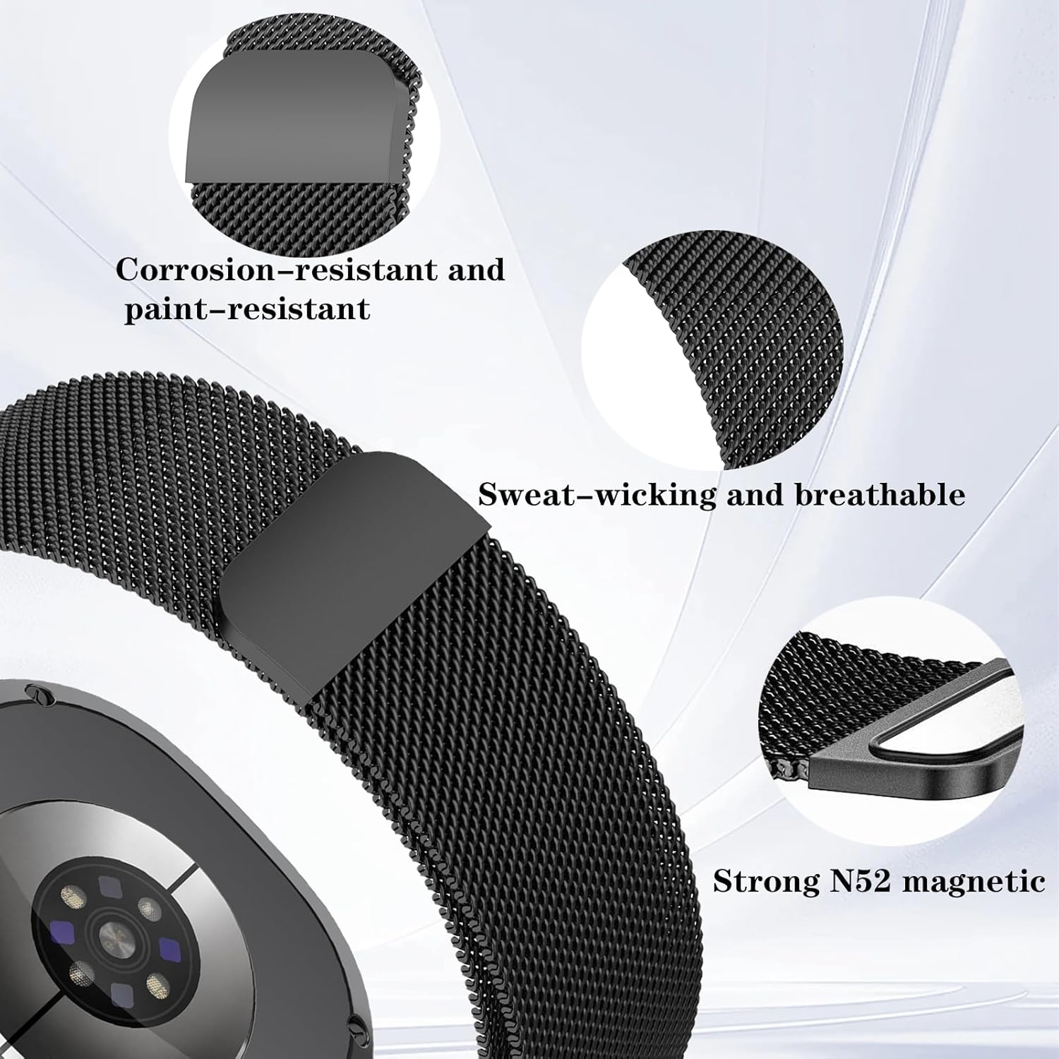 Metal Milanese Loop Compatible with Samsung Galaxy Watch 8 40Mm 44Mm Band Men and Women, Magnetic Clasp Replacement Strap for Samsung Galaxy Watch 8 46Mm Classic image number 3