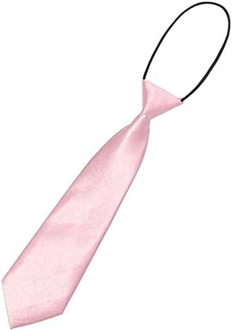 Young School Boy, Kids, Child, Toddler Wedding Solid Color Elastic Ties Necktie image number 4
