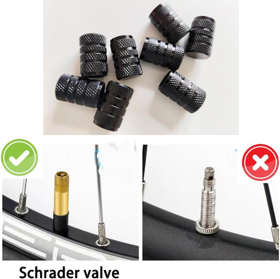 8 Pcs Tire Valve Caps, Anodized Aluminum Valve Stem Caps for Cars, Bikes, Trucks, SUVS, Motorcycles Black image number 3