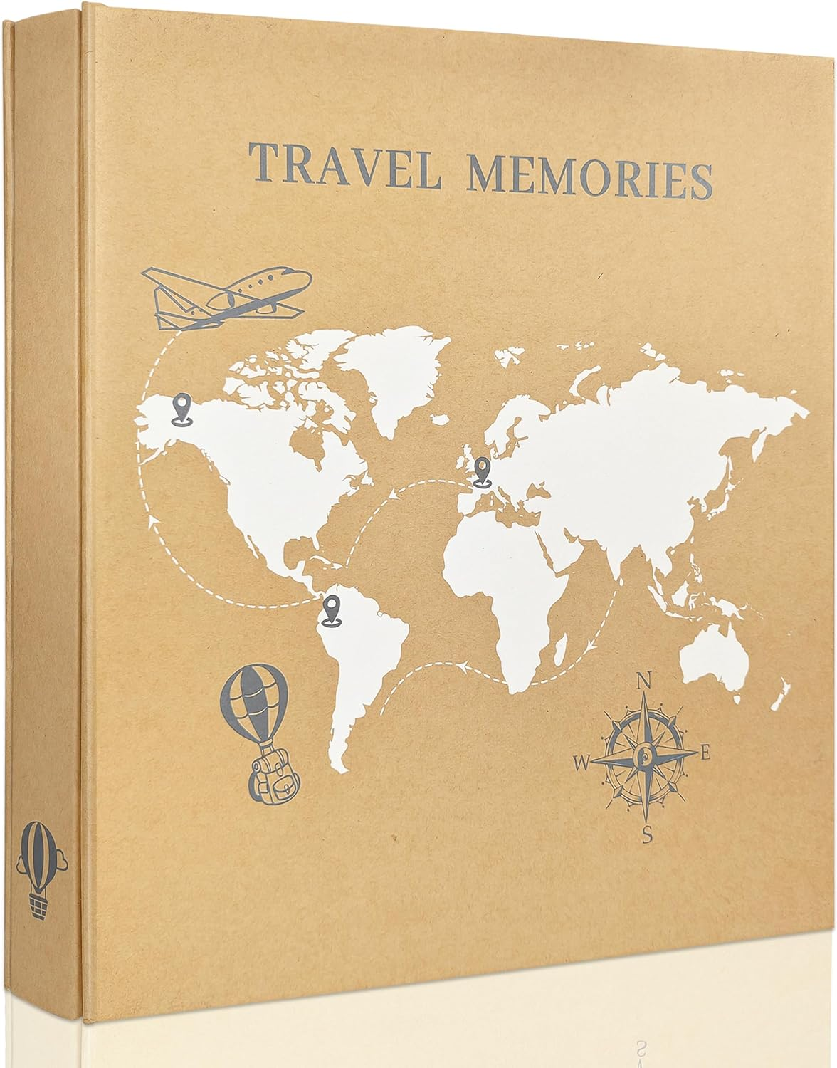 Travel Photo Album 4X6 Photos,5 Pictures per Page 300 Capacity Vacation Memory Book with World Map Cover&ndash;Excellent Kraft Album for Family Adventure Trips Gifts image number 1