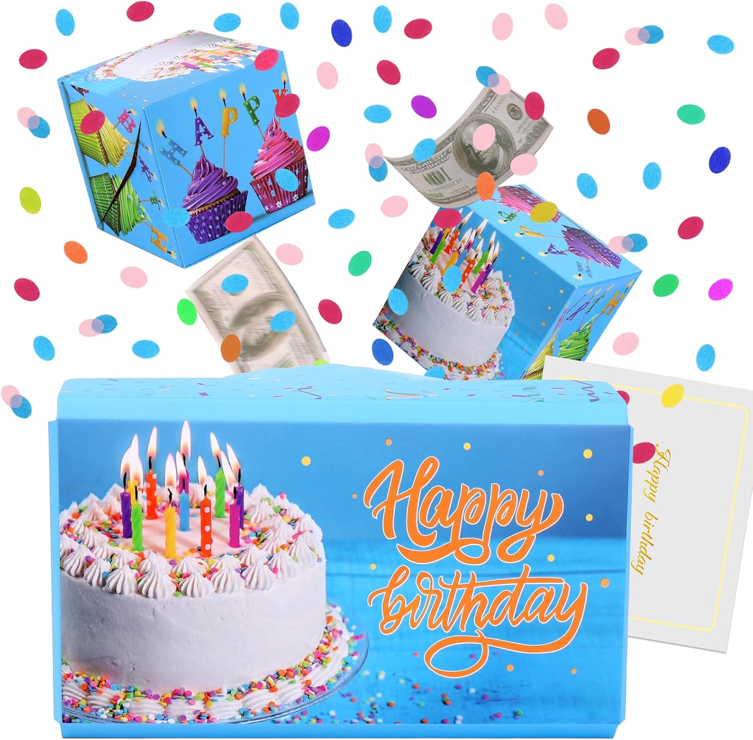 BABORUI Pop up Birthday Card with Confetti, Happy Birthday Surprise Gift Box Explosion for Money, Cash Birthday Surprise Box for Women/Men/Girls/Boys