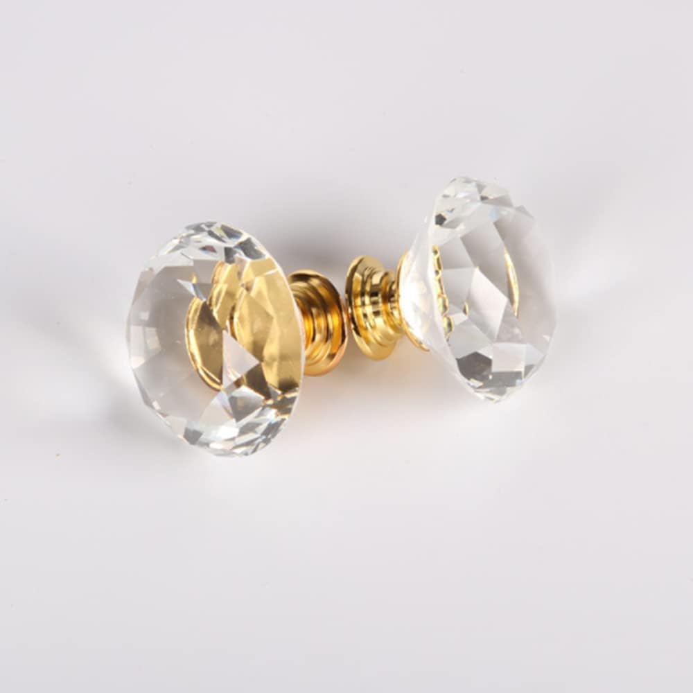 16Pcs 40Mm Clear Crystal Cabinet Knobs Glass Diamond Cut Shape Cupboard Drawer Pull Handle with Screws for Dresser Door Chest Bin Wardrobe Kitchen Bathroom Home