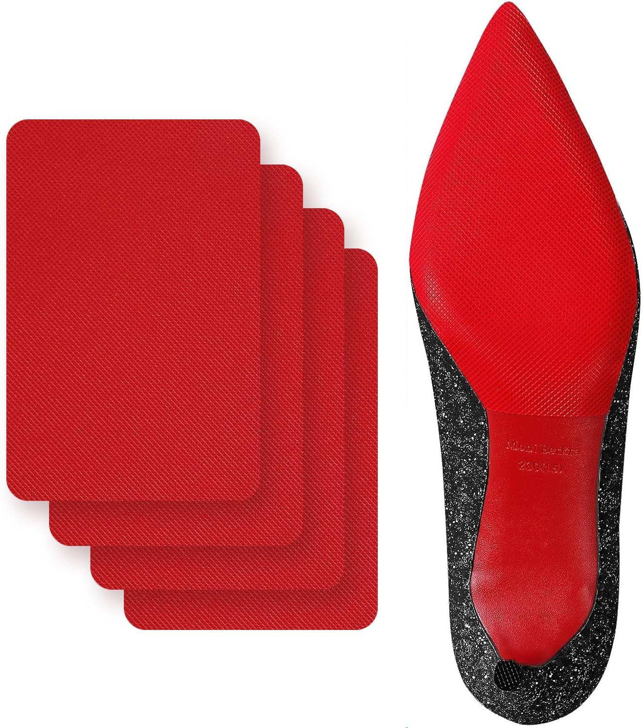 4 Pack Sole Protector Shoe Pad Red Non Slip Grips on Bottom of Shoes Cushion for High Heels Leather for Women image number 4