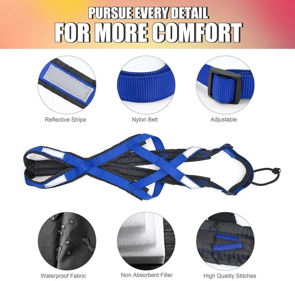 Outdoor Reflective Dog Sled Harness Waterproof Large Dog Sled Harness Pet Training Rally Harness Dog Ski Harness Alaskan Husky Ski Harness,Yellow,Xl image number 3