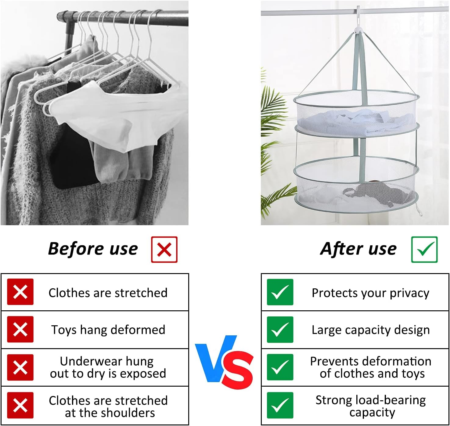 AUTODECO 3-Tier Folding Mesh Clothes Hanging Dryer, Sweater Drying Rack, Large Laundry Drying Rack, Lay Fold Flat Dry Hanger, Mesh Clothes Hanging Dryer - Xl(3Tier) image number 3