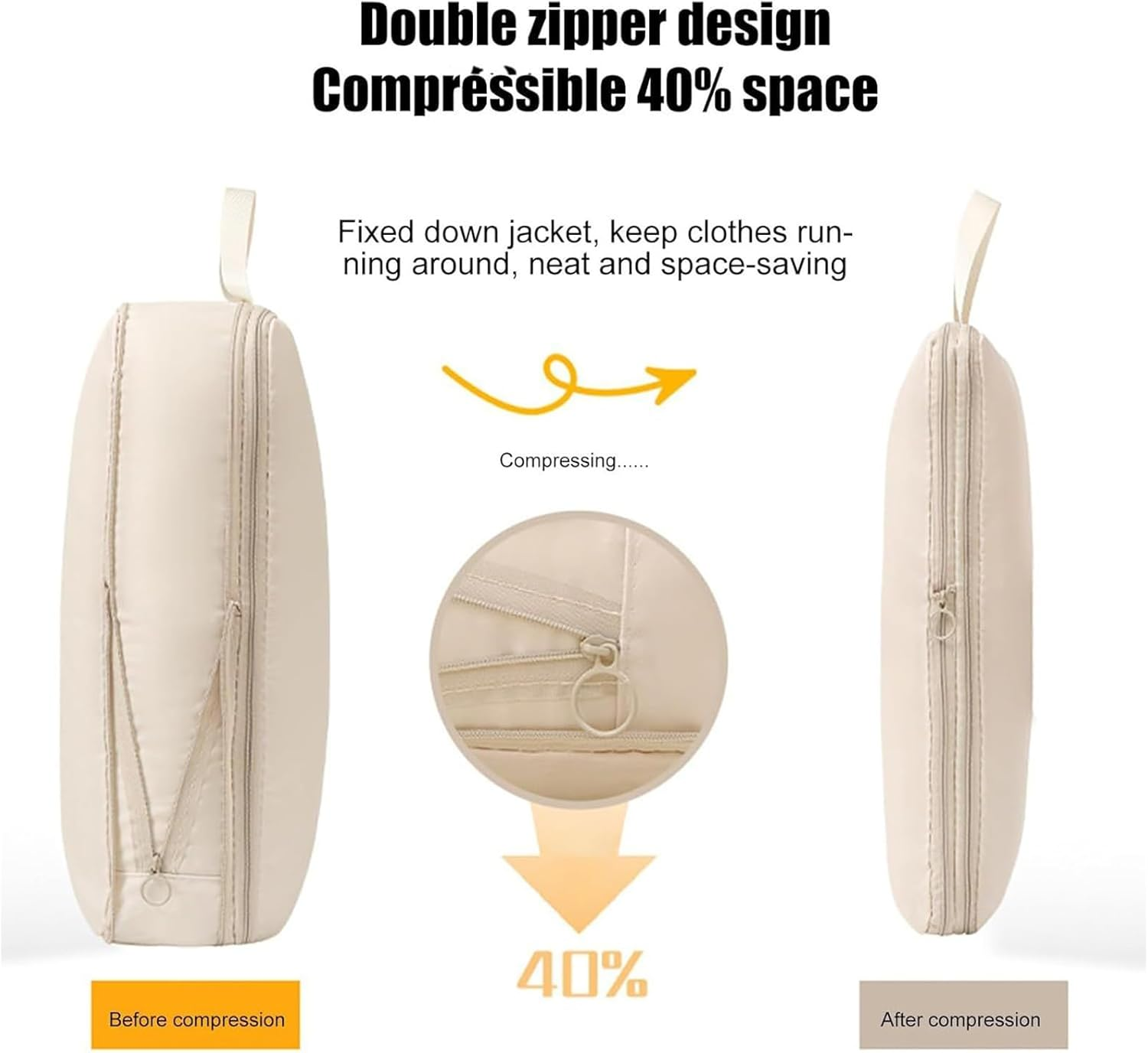 Compression Packing Cubes Travel - Double Zipper Travel Organizer Set for Carry On, Waterproof Carry on Clothing Storage Accessories for Road Trip Vacation Outdoor - Grey image number 4