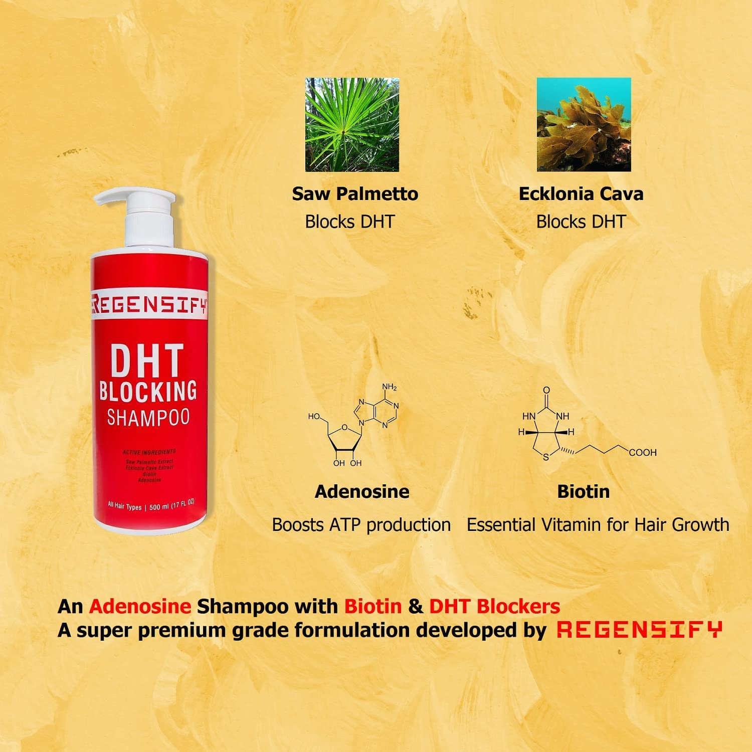 REGENSIFY DHT Blocking Shampoo 500 Ml (17 FL Oz) [Adenosine Shampoo with Biotin & DHT Blockers] image number 2