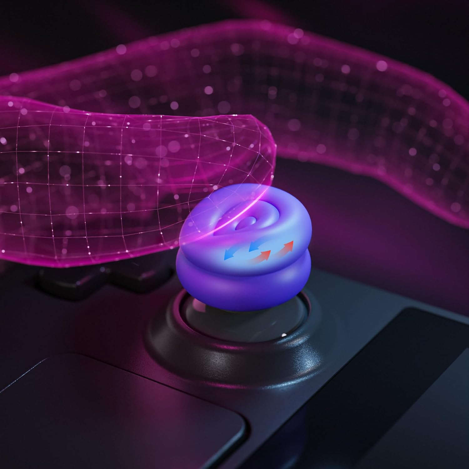 Playvital Thumb Grips for Steam Deck LCD & OLED (4-Pack), Thumb Cushion Caps with Anti-Slip Texture, Height-Boost Joystick Cover for Steam Deck Accessories, Joystick Protection - Purple - Black image number 3