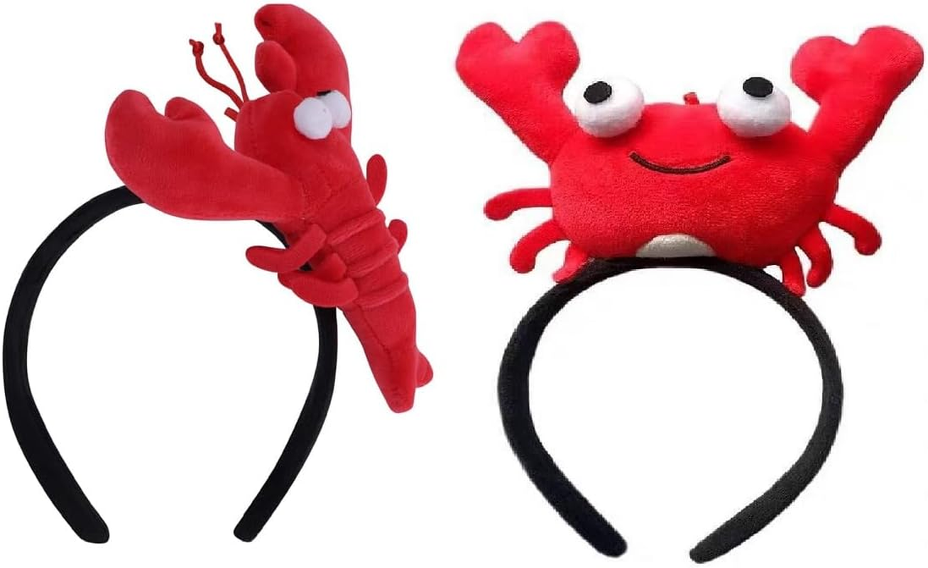 Crab and Lobster Headband Women Makeup Washing Spa Hairband Cute Headwear Costume Accessory for Halloween Party Christmas Photo Props，2Pcs image number 4