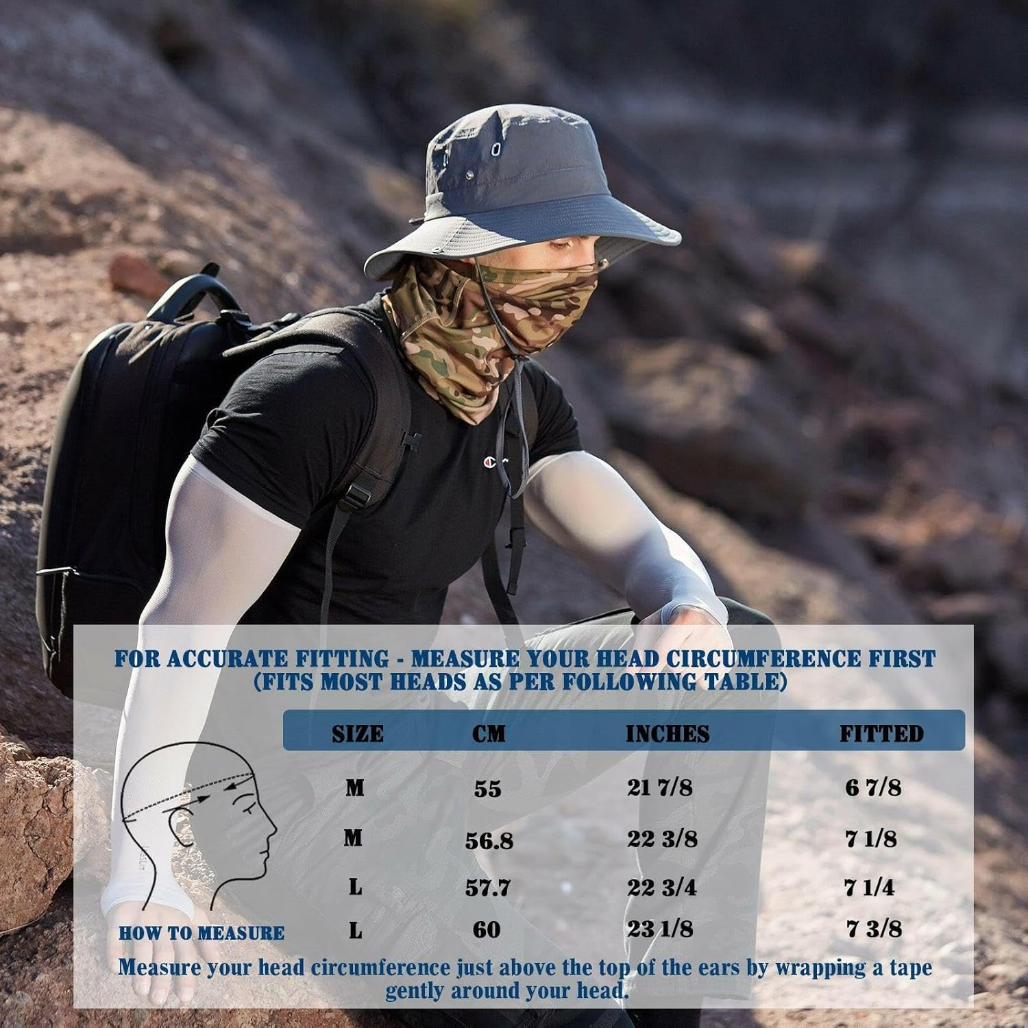 Bucket Hat Cowboy Style, UPF 50 UV Protection Wide Brim Sun Hat for Men & Women, Outdoor Camping Gear with Chin Strap &ndash; Smart Wind Resistant Boonie Hat for Fishing, Hiking, Golf - Dark Grey image number 2