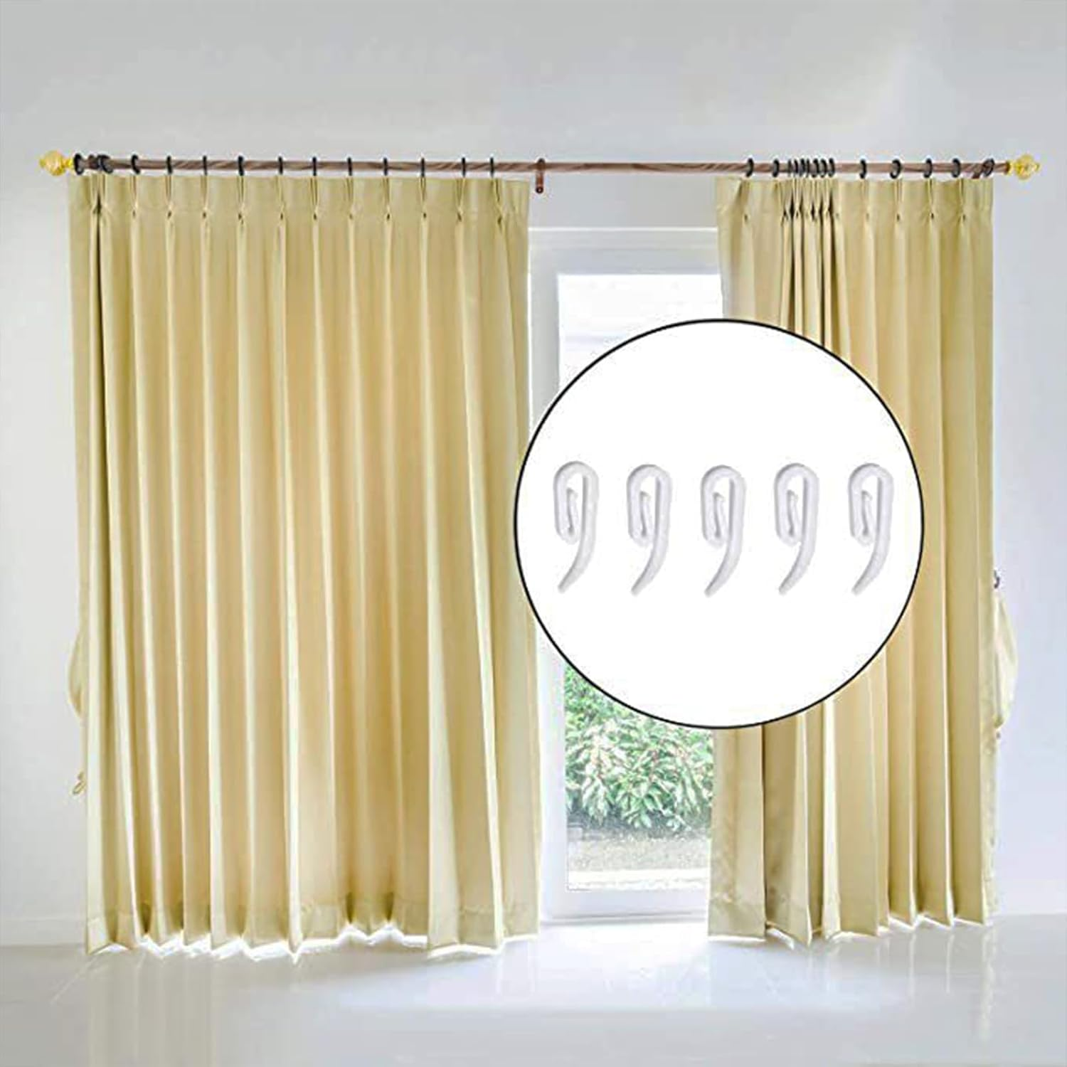 XUTONG 150PCS Curtain Hooks, Metal Drapery Rings and Plastic Hooks, White image number 1