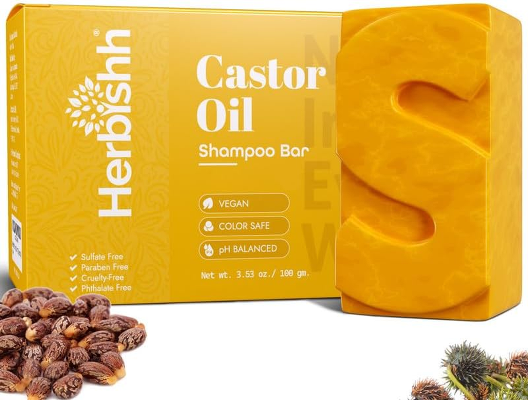 Herbishh Castor Oil Shampoo Bar &ndash; Nourishing Solid Shampoo Bar for Hair Growth & Thinning Hair &ndash; Castor Oil Soap for Healthy,Moisturized Scalp &ndash; Natural & Organic Soap for Women & Men,3.53 Oz image number 3