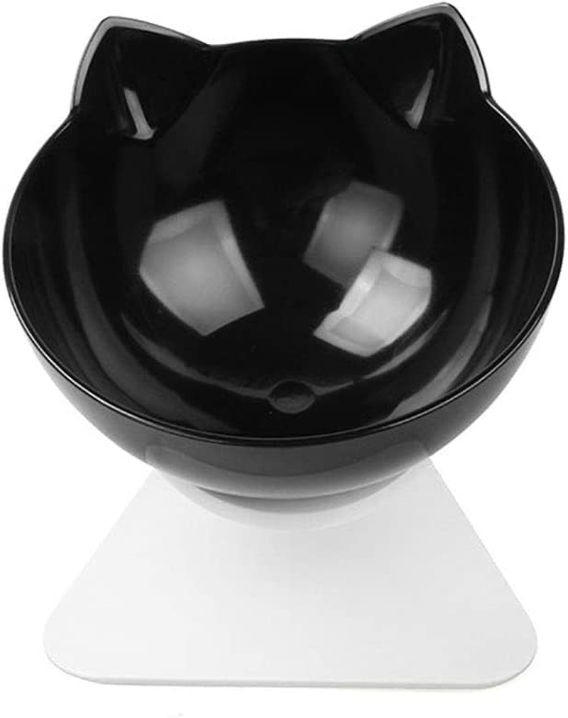 Double Elevated Cat Bowls with Raised Stand, 15 Tilted Cat Bowl Design Neck Guard Stand Raised Pet Food Water Feeder Bowl for Cats or Small Dogs image number 1