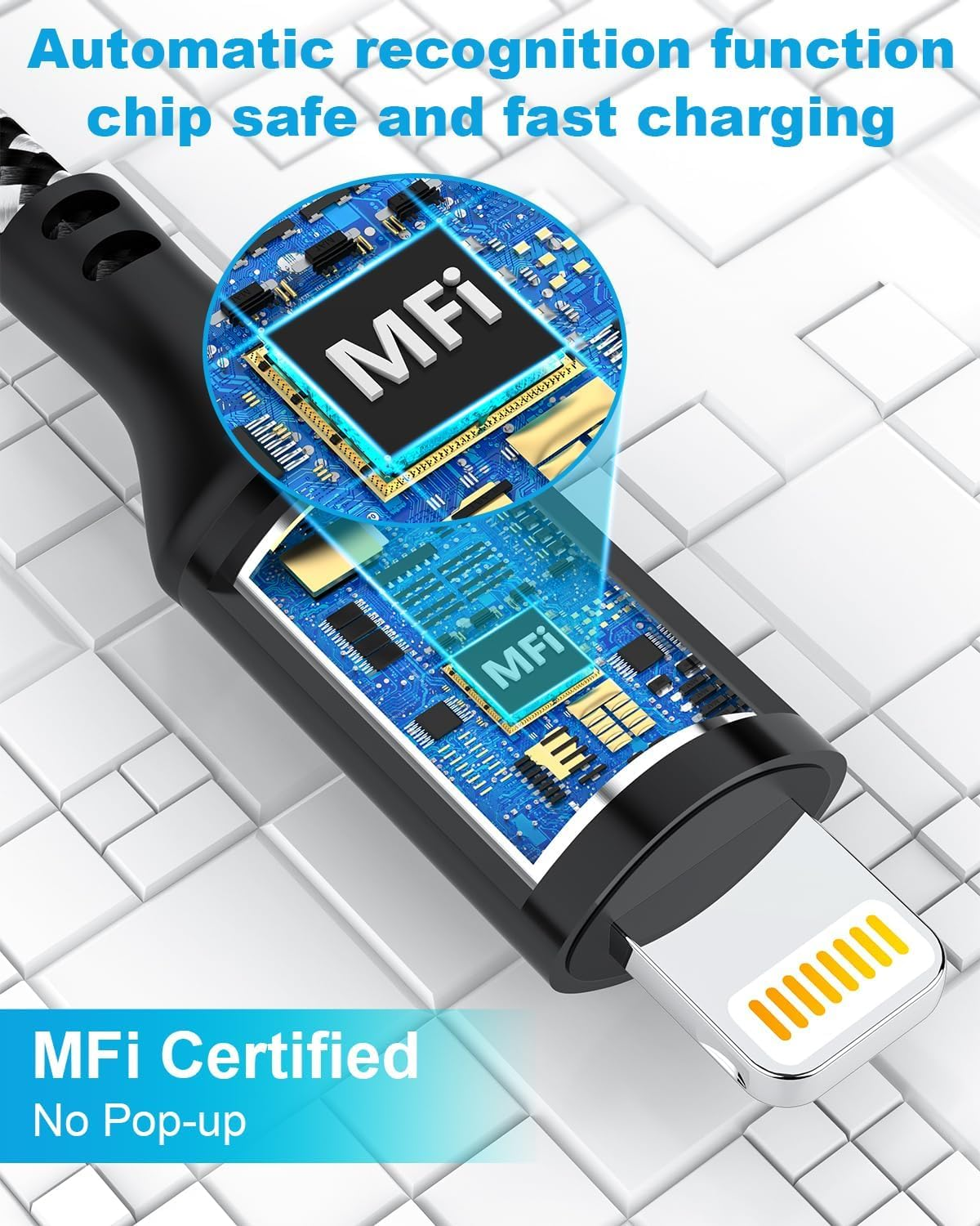 5M Extra Long Iphone Charger Cord [Apple Mfi Certified] Braided Iphone Charger Fast Charging USB to Lightning Cable for Iphone 14/13/12/11, Ipad image number 3