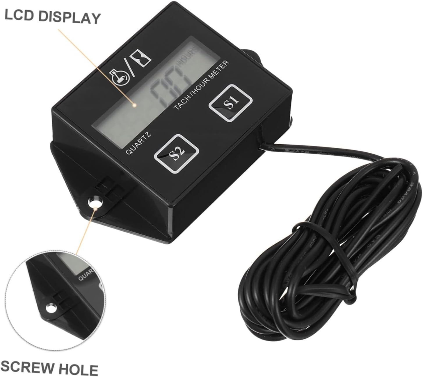 GRIRIW Digital Hour Meter Tachometer for Motorbike Inductive Engine Timer Waterproof Motorcycle Accessory Suitable for Atv and Boat image number 4