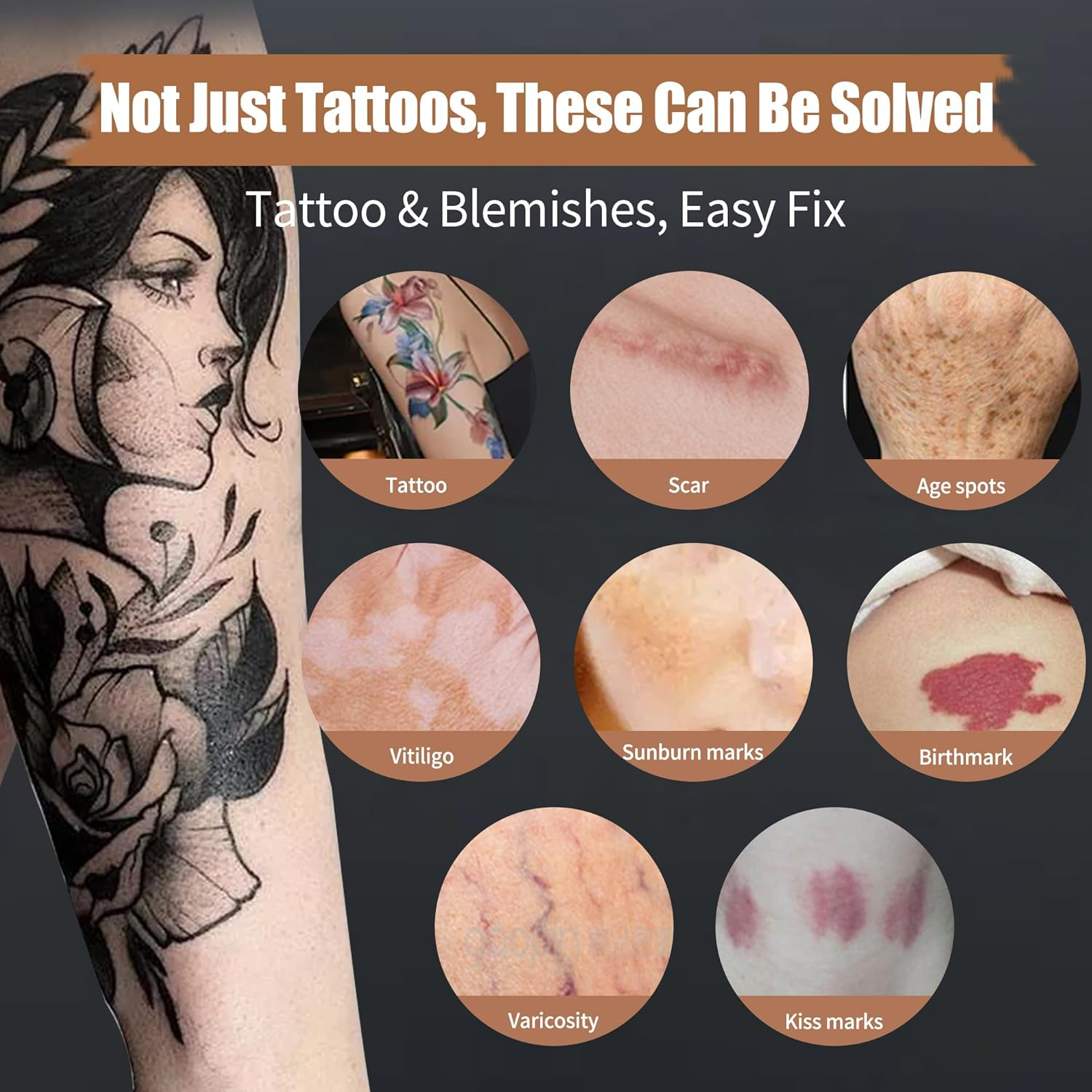 Vaneria Body Concealer, Tattoo Cover Up, Tattoo Cover up Makeup Waterproof, Suitable for Scars, Birthmarks, Vitiligo and All Kinds of Skin Tone, 3 Colors, 283G image number 4