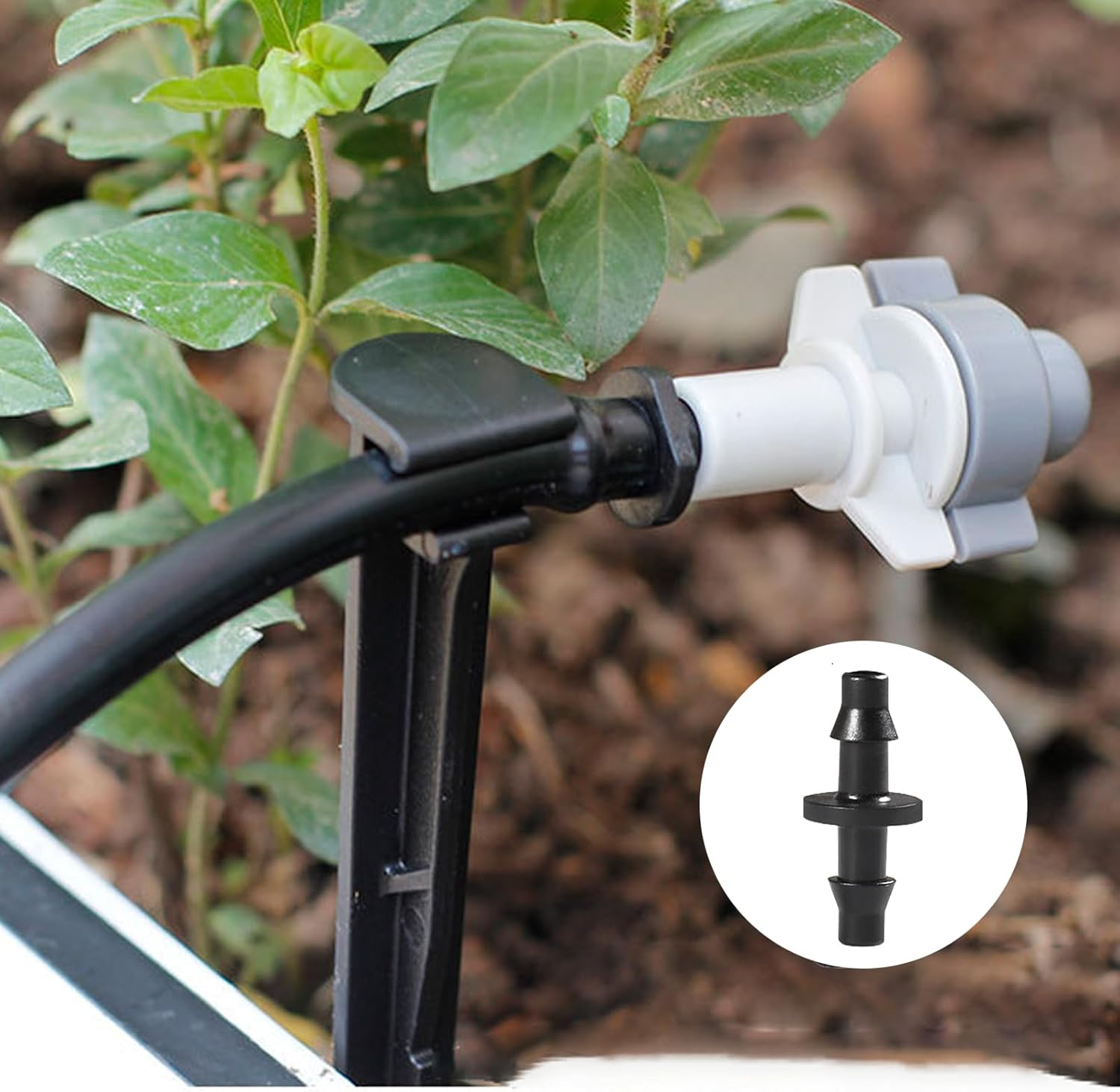 200Pcs Drip Irrigation Connectors,Drip Irrigation Barbed Connectors Fit for 1/4-Inch Tubing, Irrigation Straight through Joints, Drip Tubing Water Tubing Gardening Irrigation Supplies