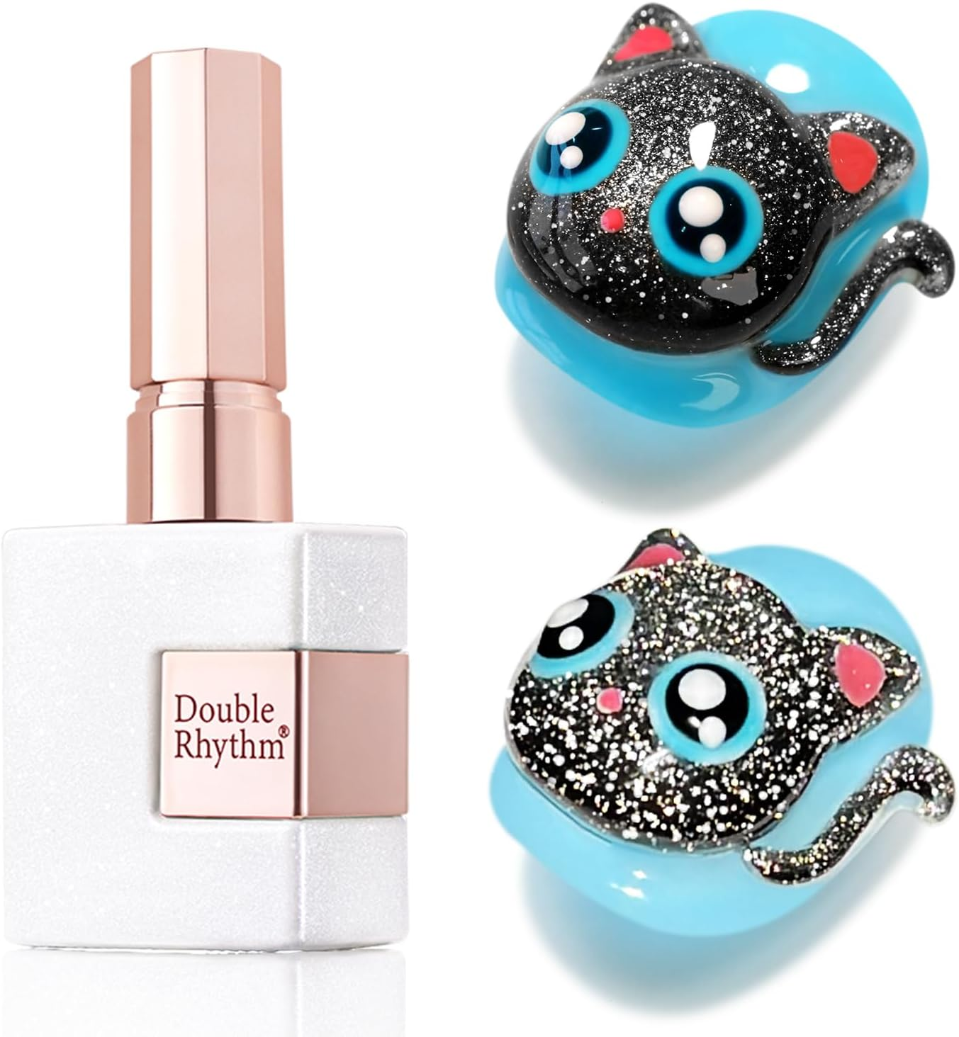 Double Rhythm Jelly Glass Cat Eye Gel Polish with Magnet 15ML Holographic Glitter Shimmer Translucent Sheer Color Magnetic Nail Polish Salon DIY at Home (Jelly Black-Mc1115)