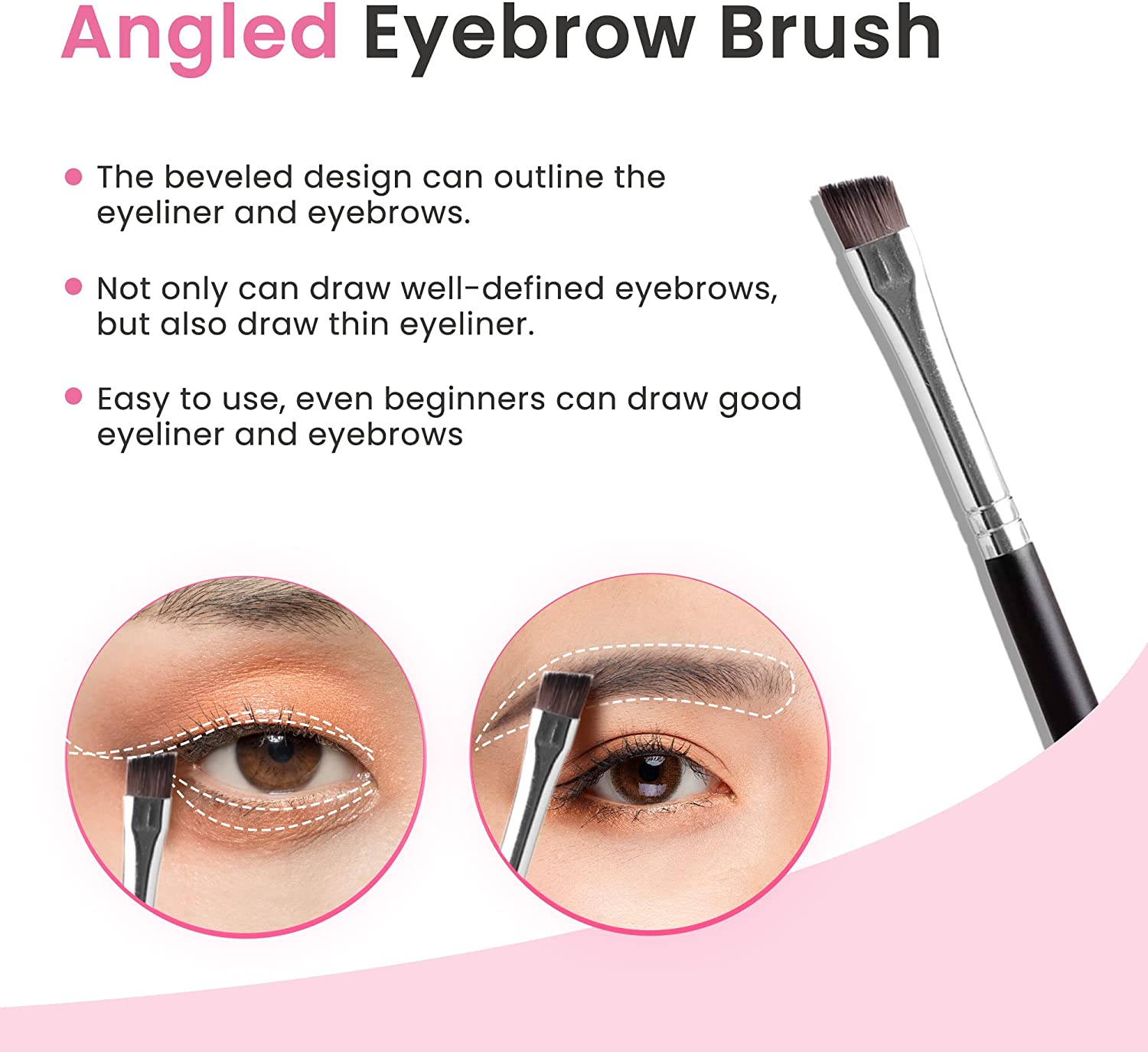 Beauty7 Eyebrow Brush and Comb, Duo Eyelash Comb, Angled Spoolie Brush for Eye Makeup (Black) image number 1