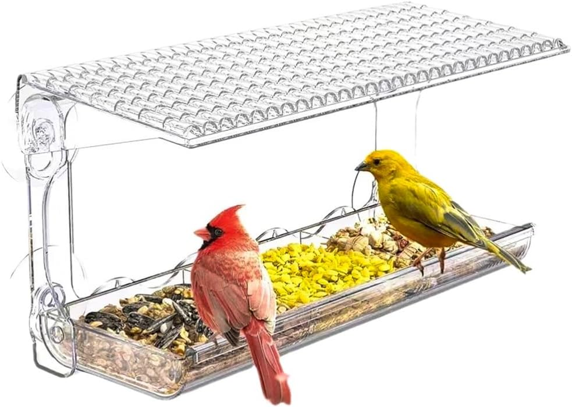 Window Sparrow Feeder with Strong Suction Cups, Transparent Bird House Outside, Hanging Small Animal Bowl for Garden, Yard, Elderly Kids Viewing image number 2