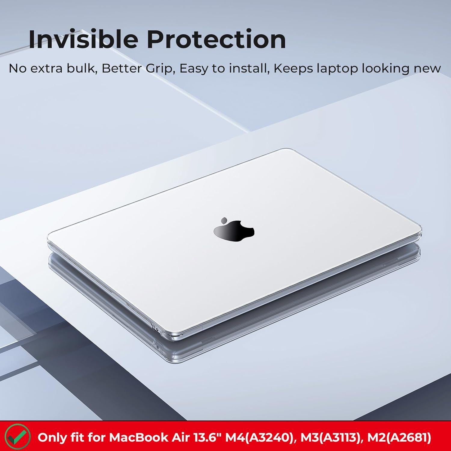 Eoocoo Compatible with Macbook Air 13 Inch Case 2025-2022 M4 A3240 M3 A3113 M2 A2681, Clear Air 13.6" Laptop Hard Shell Case + Keyboard Skin Cover + Screen Protector, Crystal Clear - Lavender Gray image number 7