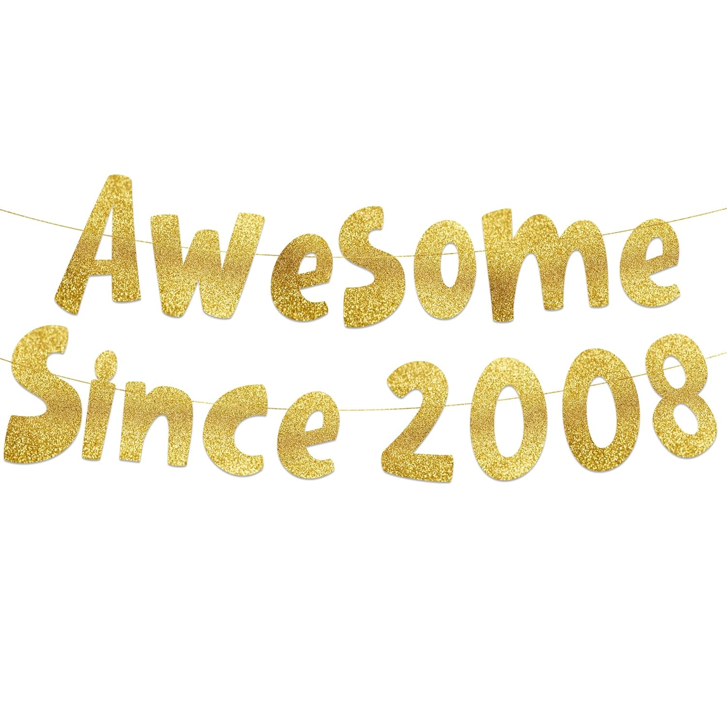 Awesome since 2008 Gold Glitter Banner - 18Th Birthday and Anniversary Party Decorations image number 5