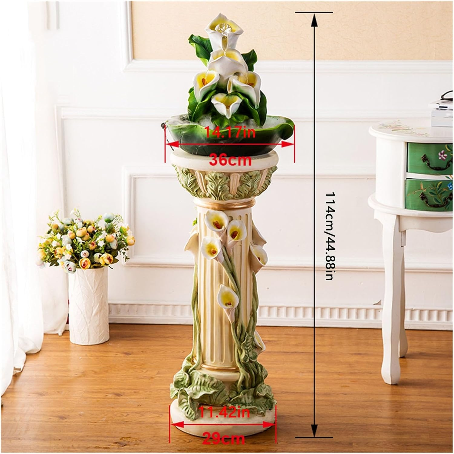 Outdoor Fountain Waterfall Fountain Indoor Water Calla Lily Creative Relaxation Home Decor image number 3