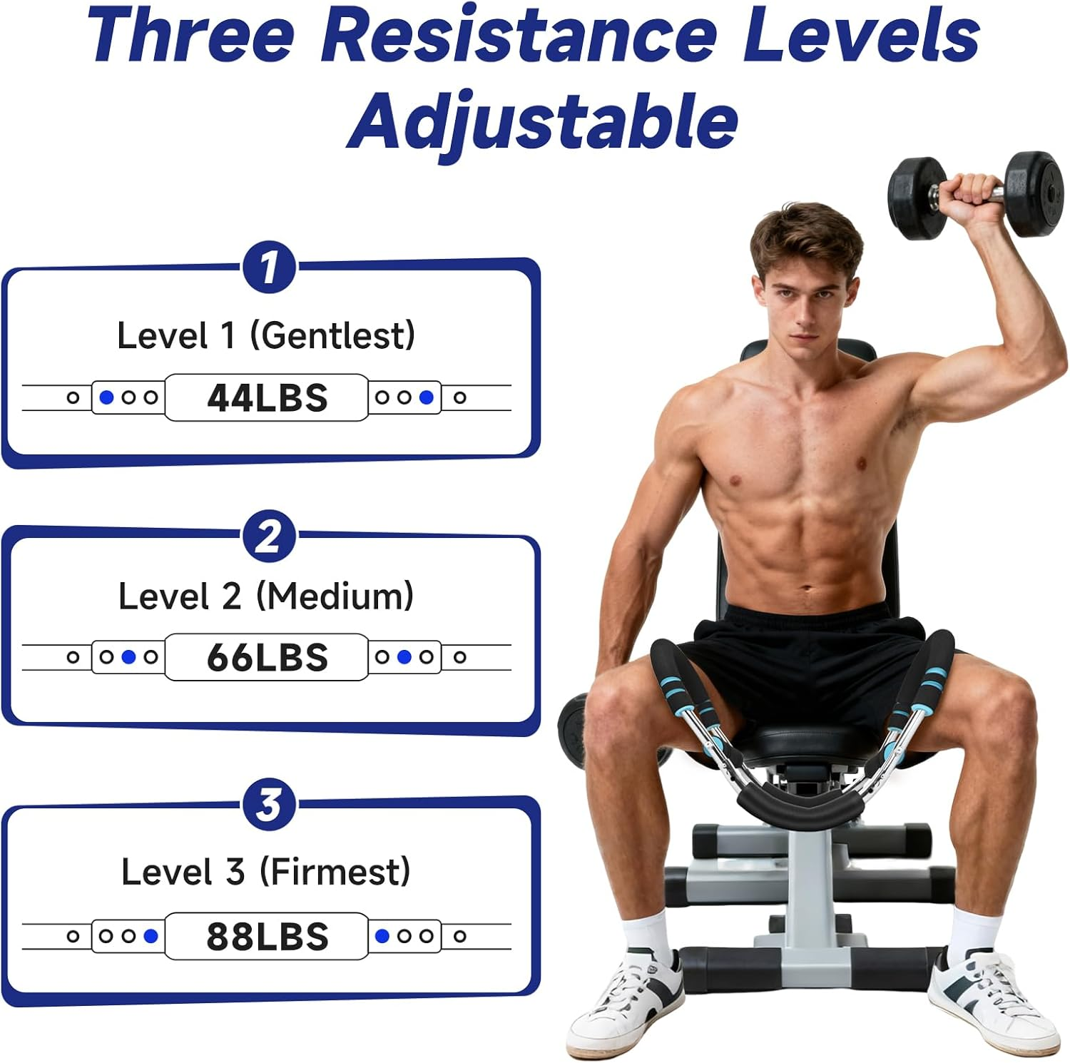 Twister Arm Trainer, Adjustable Forearm Trainer, Portable Chest Workout Equipment for Men, 44-88LBS Arm Twister, Home Exercise & Fitness Equipment - Blue image number 3