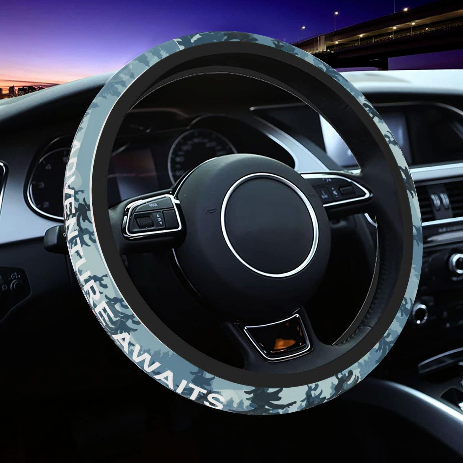 Wildflower Steering Wheel Cover for Women Men, Anti-Slip Breathable and Sweat Absorption Universal 14.5-15 Inch Cute Steering Wheel Protector, Wildflower Floral Car Accessories