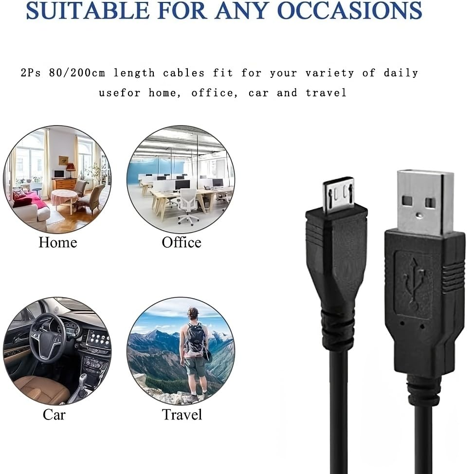 Micro USB Cable Android Charger [2-Pack 0.8M/2M] Nylon Braided Fast Sync&Charging Cord for Android, Nexus, LG, HTC, Nokia, Sony, and More. image number 1