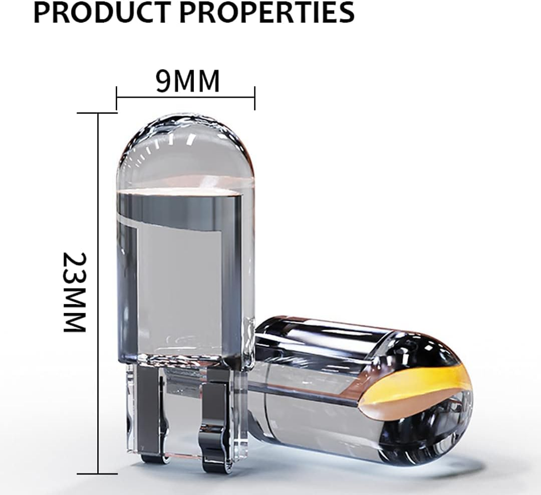 Sulfar T10-COB Universal Glass Enclosed T10 W5W LED Parking Light Super Bright White 6000K Light Interior Pilot License Plate Dome Indicator Lamp Bulb for Car Bike and Motorcycle (2W, White, 2 Pcs) image number 4