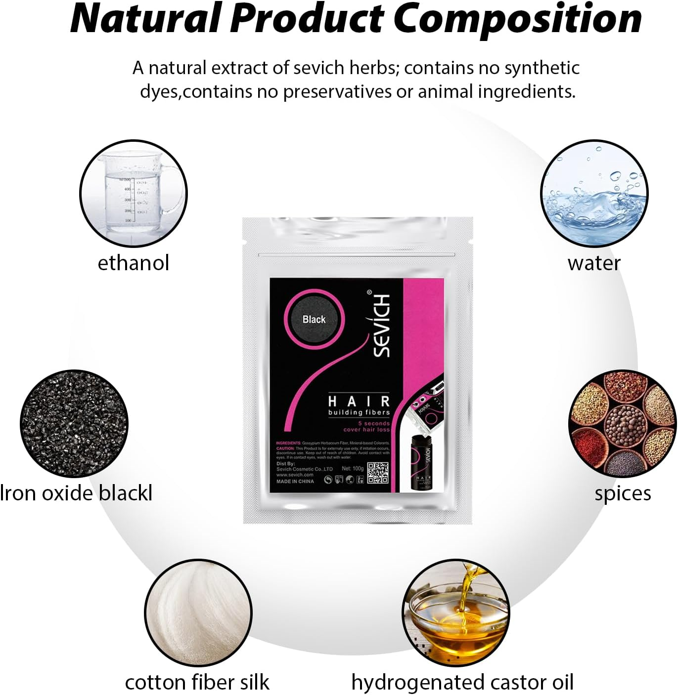 Sevich Hair Fibers - Hair Rebuilding Fibers Original Refill, Nature Keratin Fibers for Thin Hair, 100G - Medium Brown