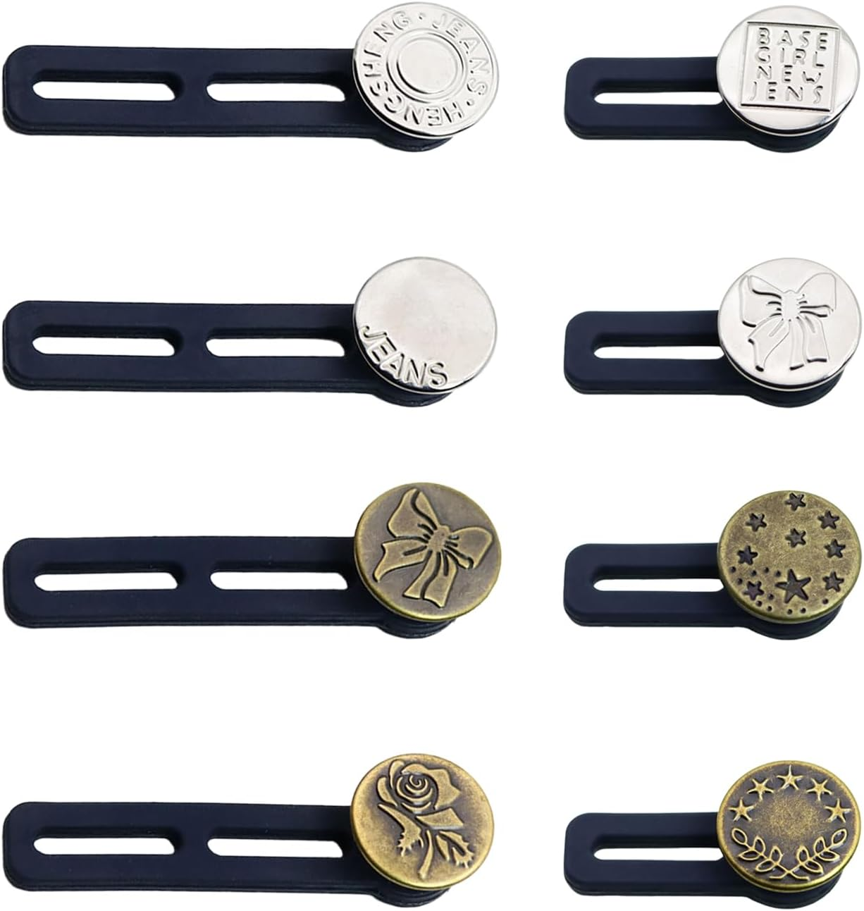 TORMEN No-Sew Button Extenders for Pants, Adjustable Waist Extender for Jeans, Comfortable Invisible Waistband for Women and Men, Easy to Use, （8 Pcs） image number 4