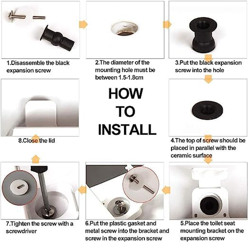 Toilet Seat Hinges Screws Universal 2Pcs, Toilet Seat Top Fixing Expanding Rubber Nuts Screws, Toilet Seat Replacement Part Blind Hole Fitting, Toilet Seat Bolts Kit Compatible（2Pack） image number 1