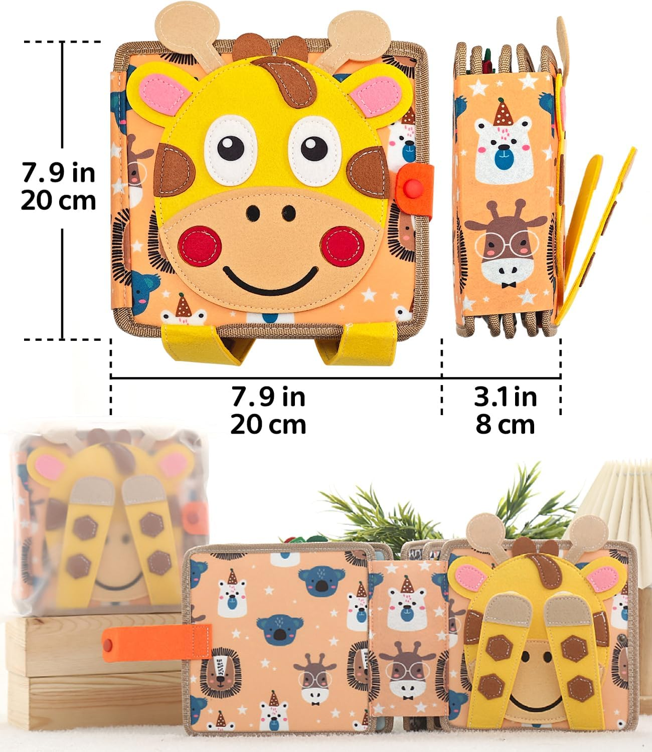 Busy Book for Toddlers, Toddler Busy Board Felt Quiet Book Including 9 Themes Preschool Learning Activities Educational Sensory Toy for Kids Gift, 3D Rainbow Montessori Board Sensory Toy image number 6